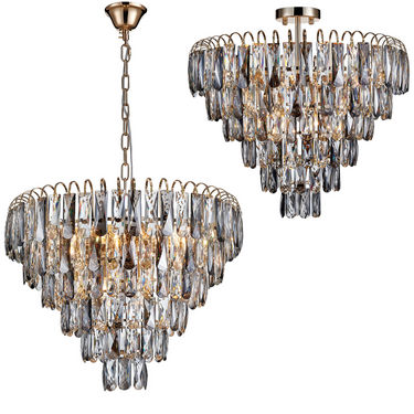 Polished Brass and Crystal Pendant - Dual Mounting Options